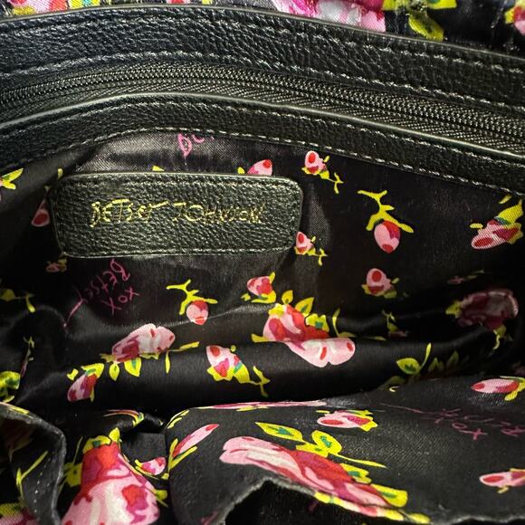 Betsey Johnson Black White Polka Dot Heart Quilted Bow Satchel Purse - Picture 6 of 9